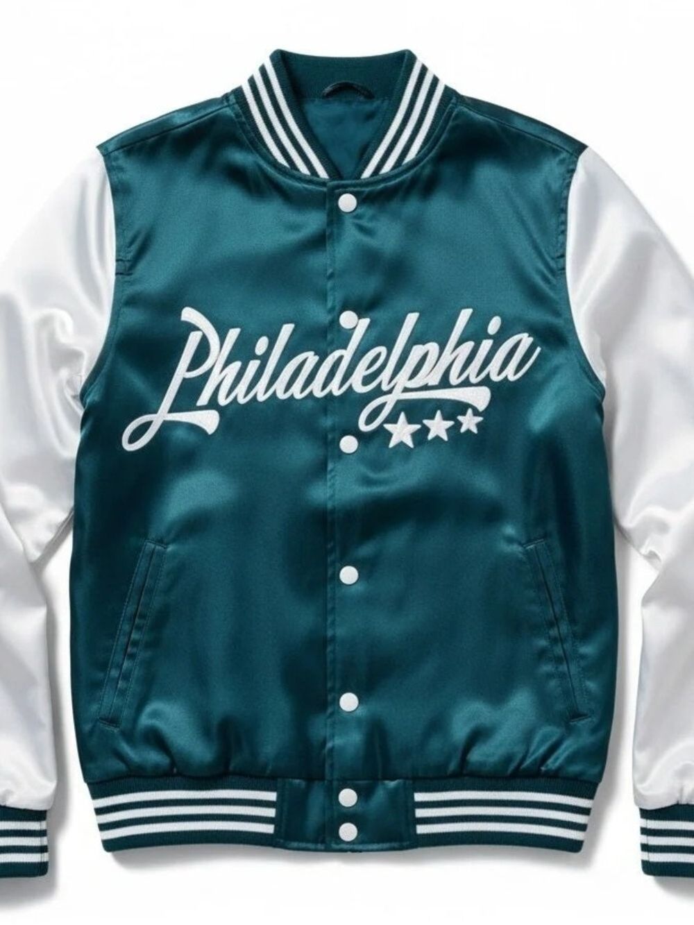 Philadelphia Satin Varsity Jacket Eagles Green New Sizes S-2XL